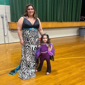 Zebra Print Gown with Blue Accents